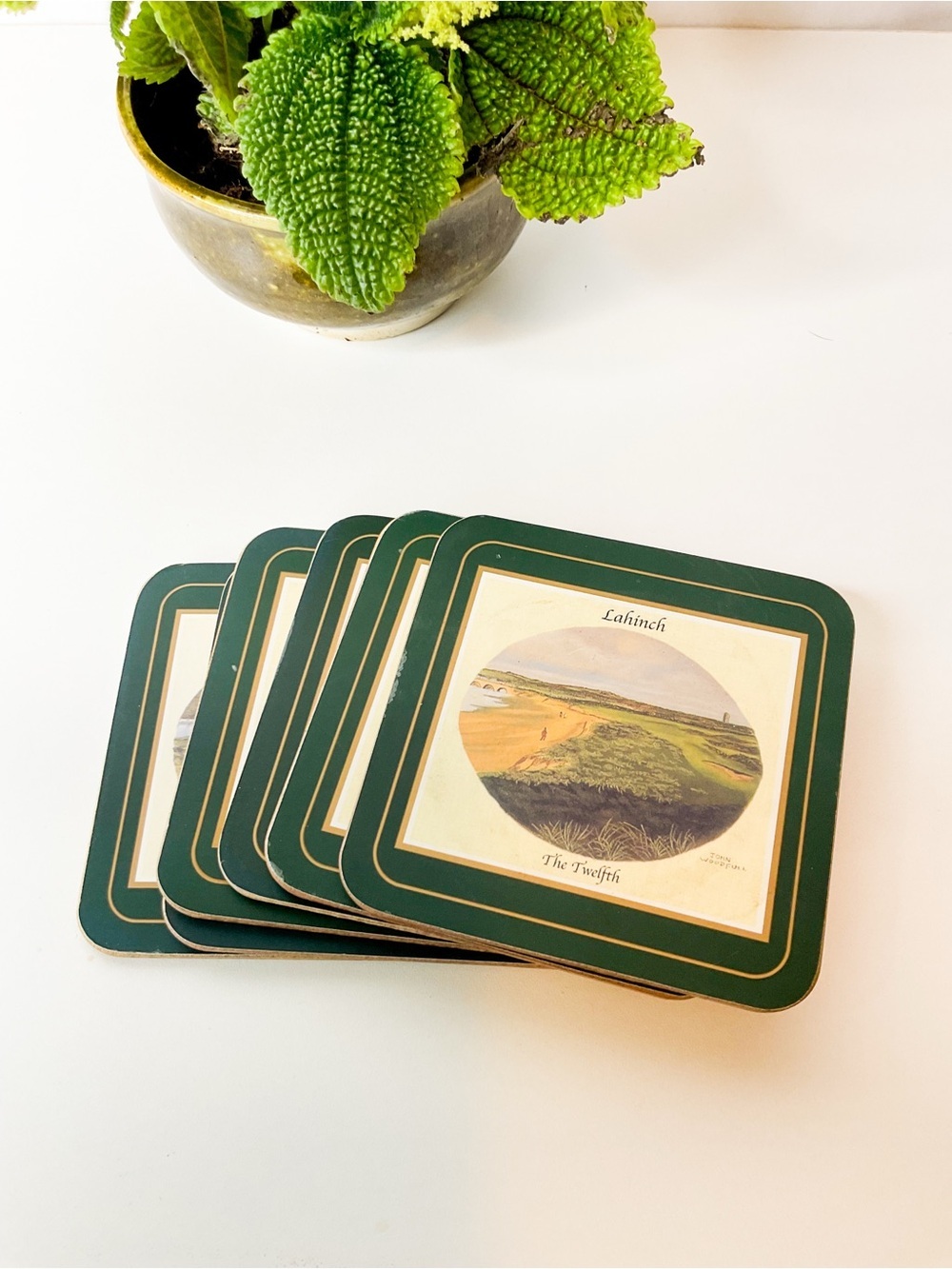 PIMPERNEL Vintage English Golf Course Square Coasters